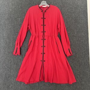 Vintage Guy Laroche Dress Women's 10 Red Wool Blend Made in France Flare